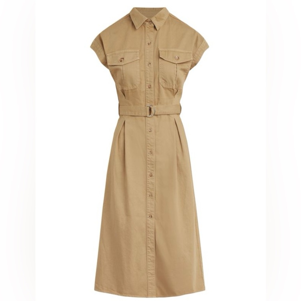 Joes Jeans Dress | The Pleated Safari Spring Midi-Dress in Color Hazelwood Sz S